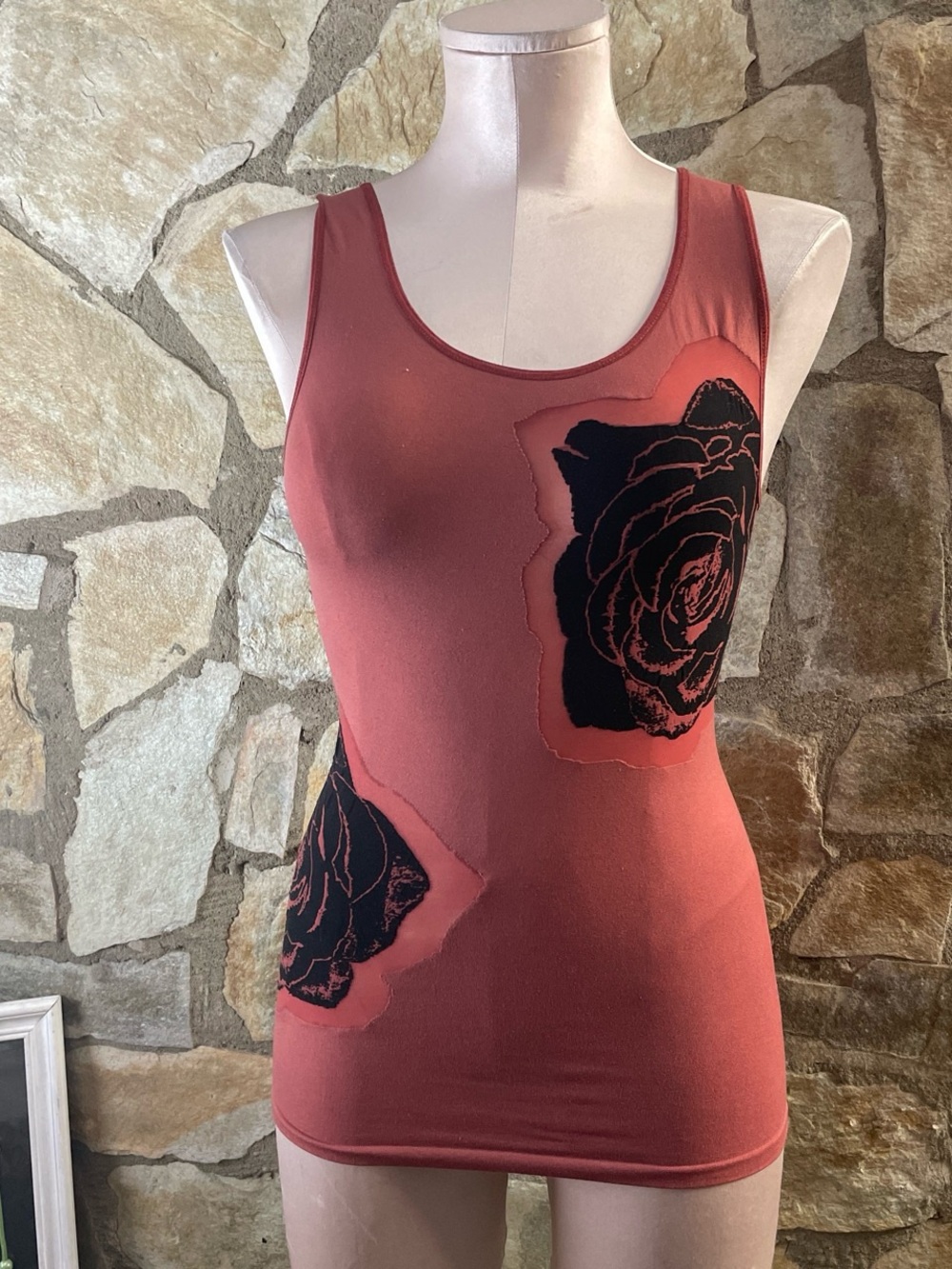 bebe Rust Rose Graphic Tank Top